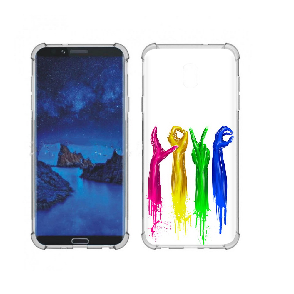 

Чехол MyPads Tocco для Samsung Galaxy J7 (2018) яркие руки love (PT226928.596.707), Прозрачный, Tocco