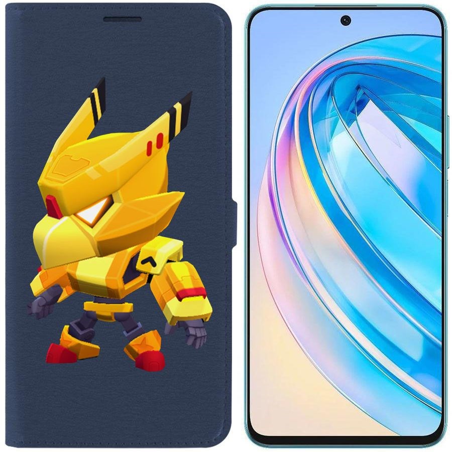 

Чехол-книжка Krutoff Eco Book для Honor X8a Brawl Stars-Ворон Золотой Меха (синий)