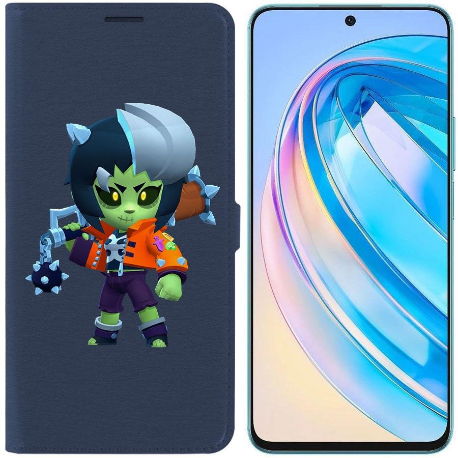 

Чехол-книжка Krutoff Eco Book для Honor X8a Brawl Stars-ЗомБиби (синий)