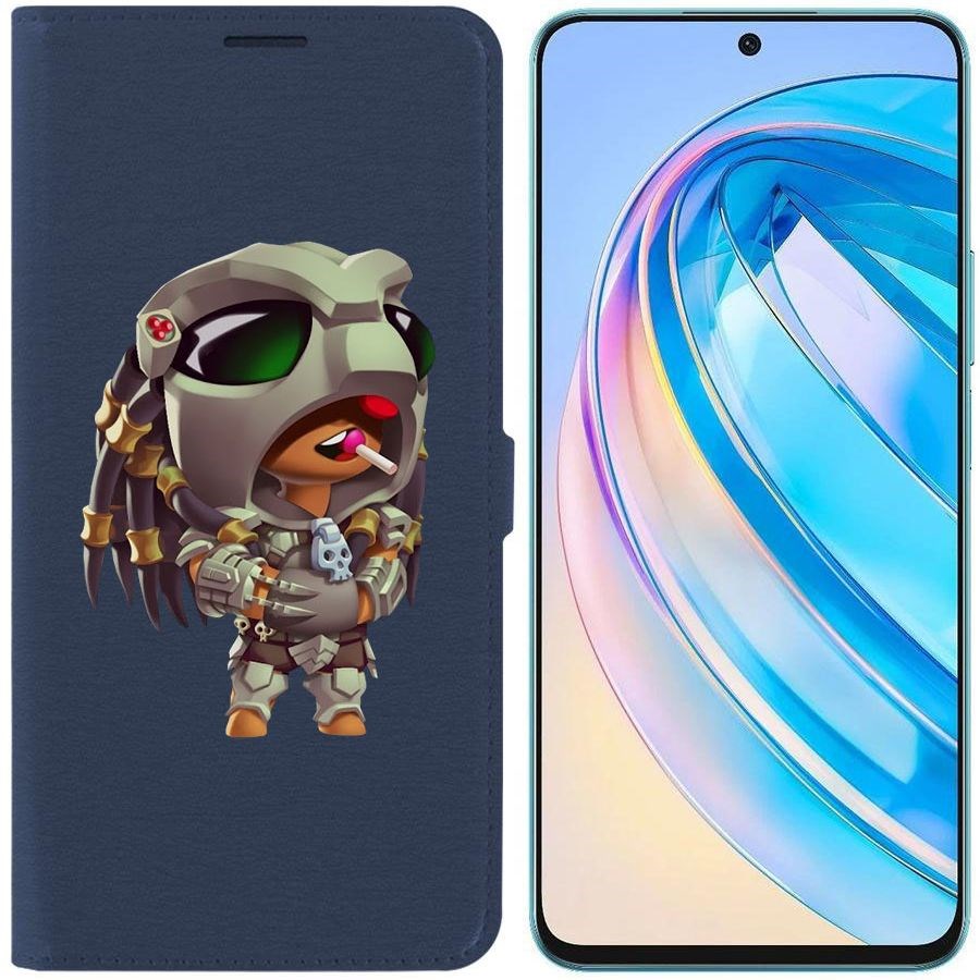 

Чехол-книжка Krutoff Eco Book для Honor X8a Brawl Stars-Леон Хищник (синий)