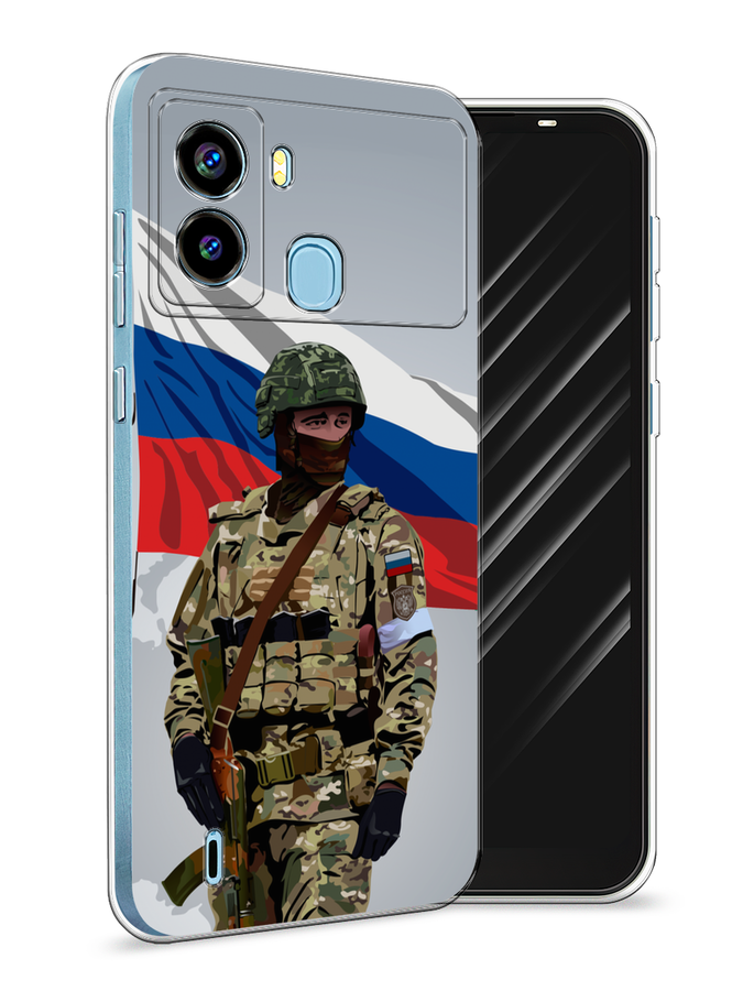 

Чехол Awog на Tecno Pop 6 "Солдат с флагом", Белый;синий;красный;зеленый, 302050-1
