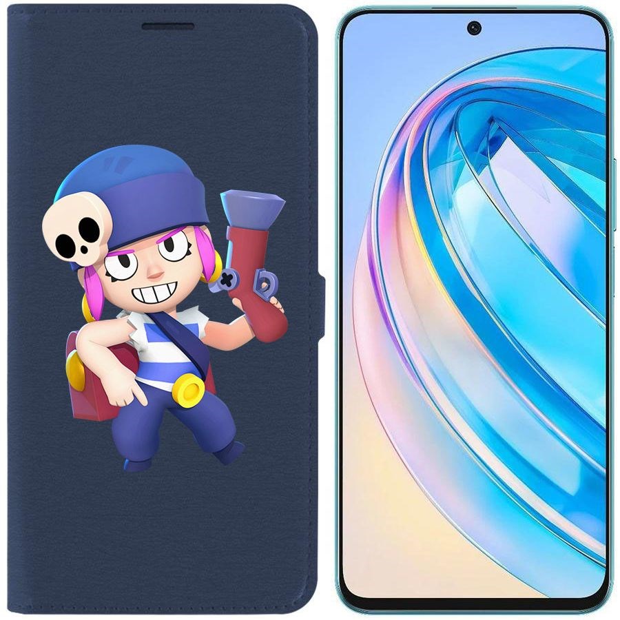 

Чехол-книжка Krutoff Eco Book для Honor X8a Brawl Stars-Пенни (синий)