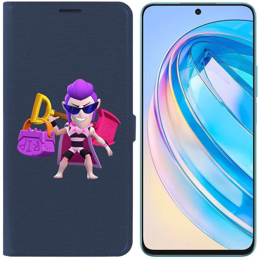 

Чехол-книжка Krutoff Eco Book для Honor X8a Brawl Stars-Пляжный Мортис (синий)
