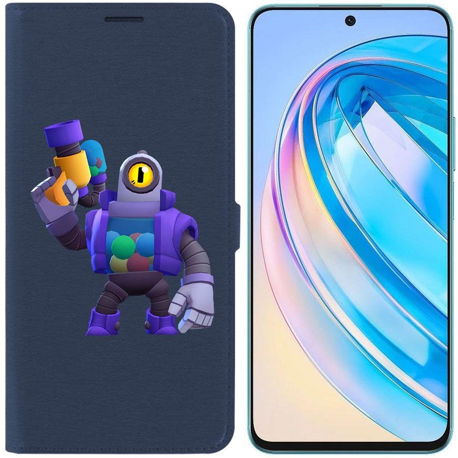 

Чехол-книжка Krutoff Eco Book для Honor X8a Brawl Stars-Рико (синий)