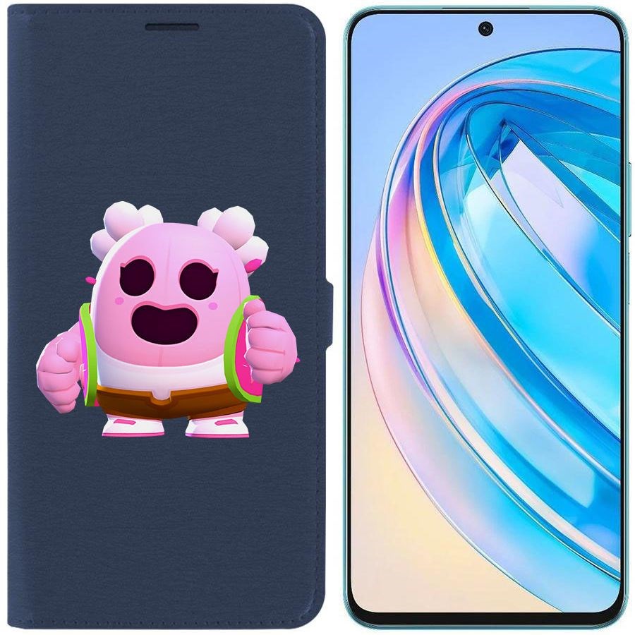 

Чехол-книжка Krutoff Eco Book для Honor X8a Brawl Stars-Сакура Спайк (синий)