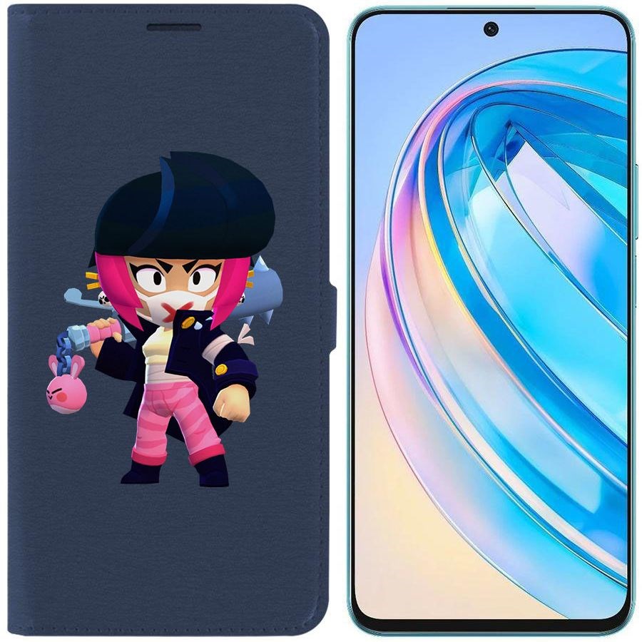 

Чехол-книжка Krutoff Eco Book для Honor X8a Brawl Stars-Ужасная Биби (синий)