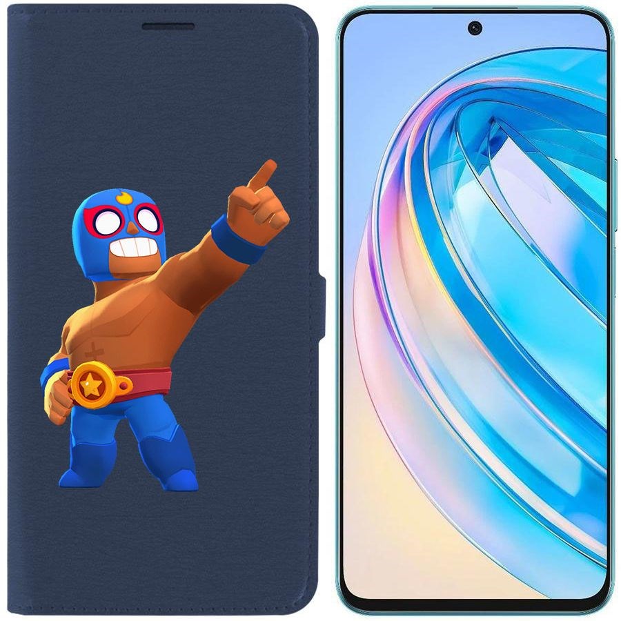 

Чехол-книжка Krutoff Eco Book для Honor X8a Brawl Stars-Эль Примо (синий)