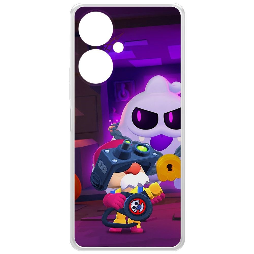 

Чехол-накладка Krutoff Clear Case Brawl Stars-Охотник за Скуиками Гэйл для Vivo Y27 4G, Прозрачный