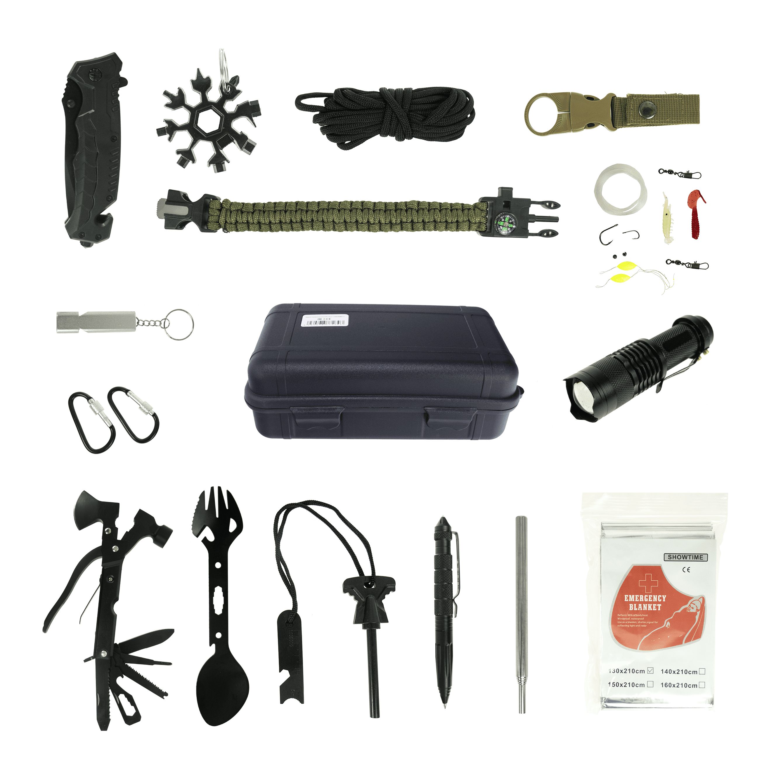 

Набор для выживания 16 в 1 Tactical Survival Kit 16 in 1 XMUN08011, Черный, XMUN08011