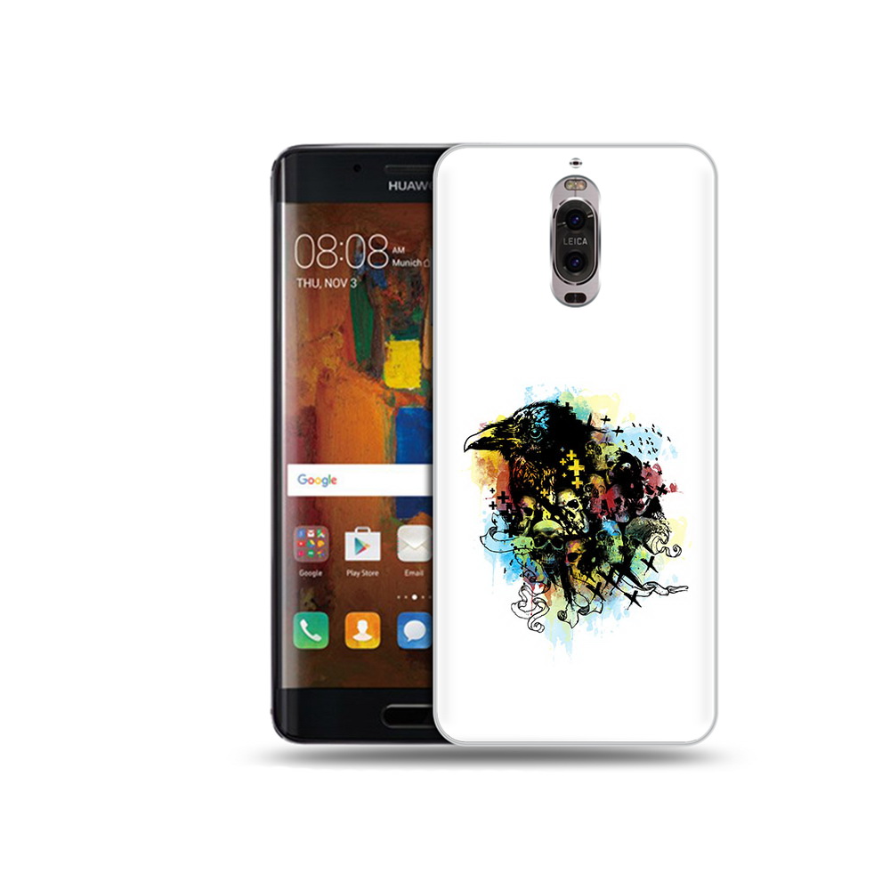 

Чехол MyPads Tocco для Huawei Mate 9 Pro ворон и черепа (PT50613.55.273), Прозрачный, Tocco