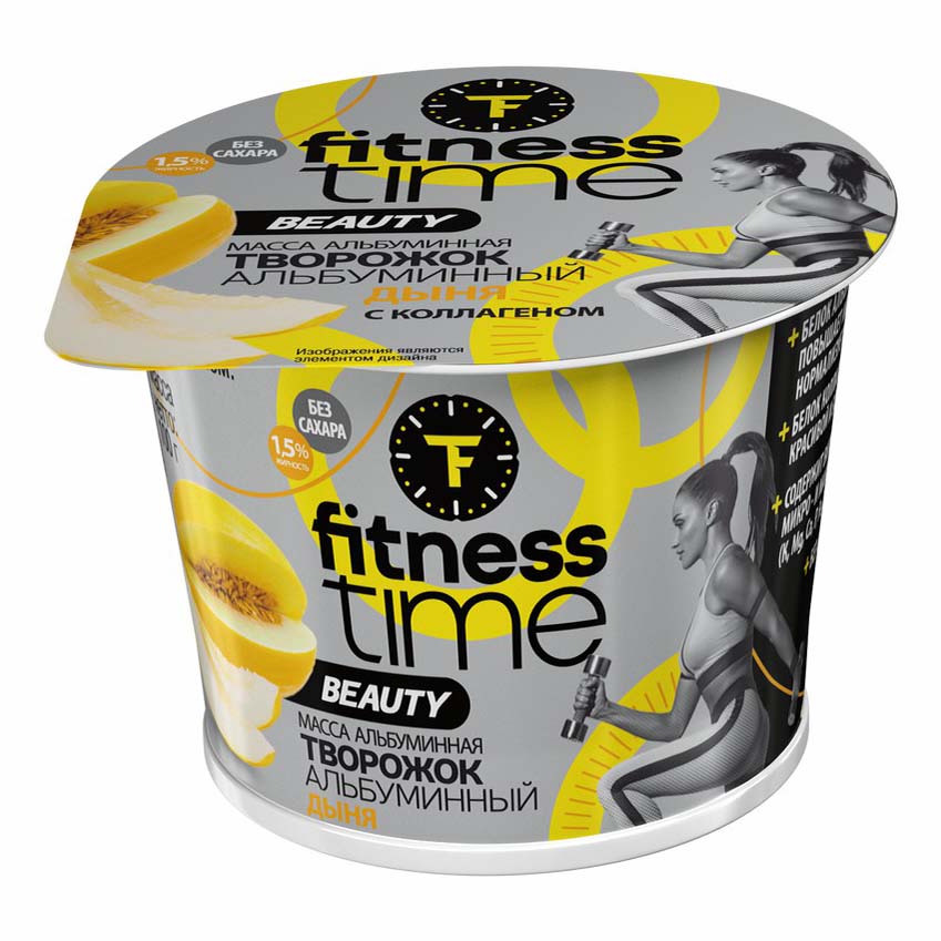 Творожок Fitness Time альбуминный со вкусом дыни с коллагеном 1,5% 100 г