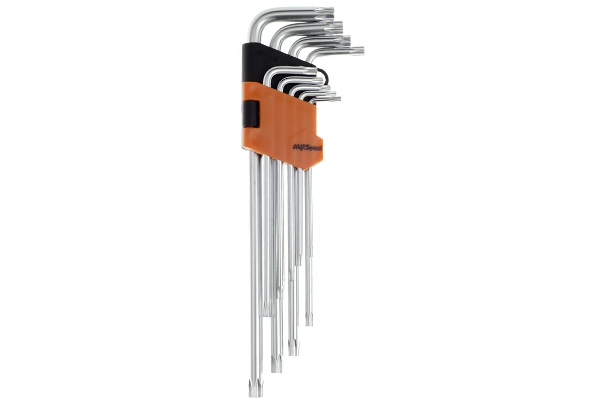 Набор ключей AV Steel TORX TH10-TH50 AV-369309 Г-образных  с отверстием,  9 предметов