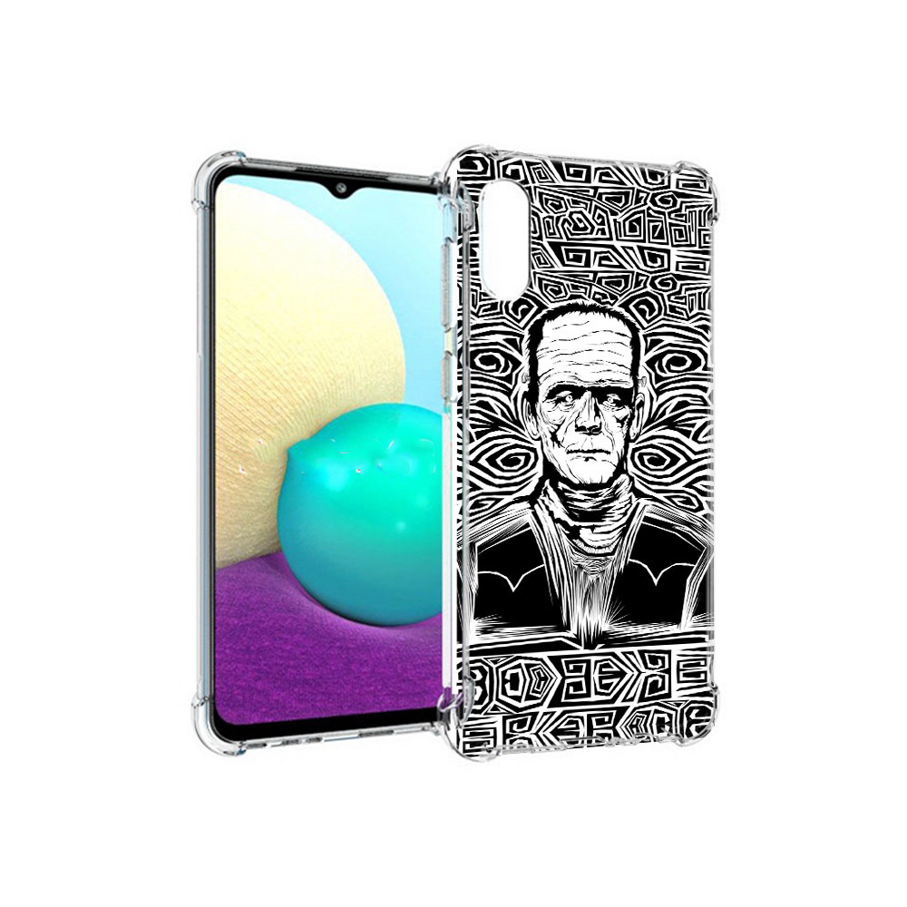 

Чехол MyPads Tocco для Samsung Galaxy M02 франкенштейн черно белый (PT157689.478.661), Прозрачный, Tocco