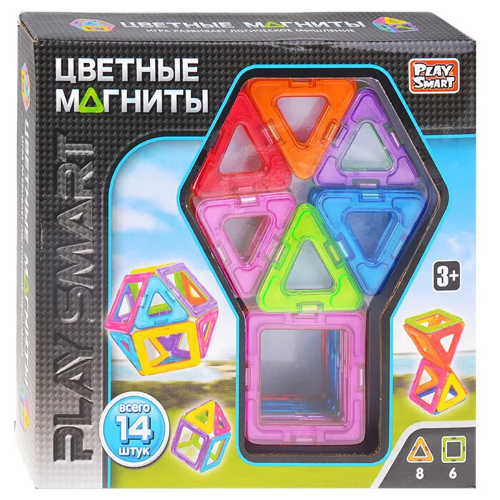 

Конструктор PLAYSMART 2425 магнитный 14 дет., в коробке