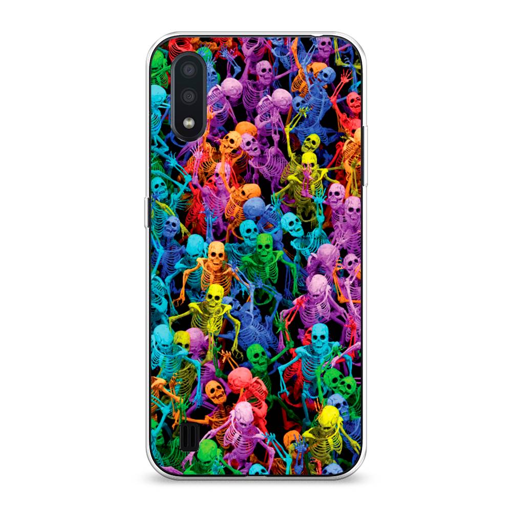 

Чехол на Samsung Galaxy A01 "Вечеринка скелетов", Фиолетовый;желтый;оранжевый, 29550-6