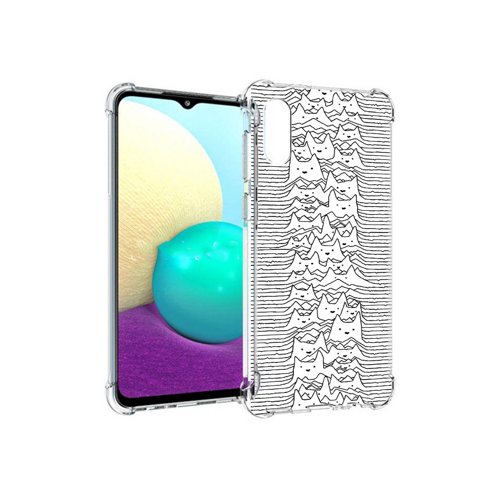 

Чехол MyPads Tocco для Samsung Galaxy M02 черно белые коты 3D (PT157689.478.682), Прозрачный, Tocco