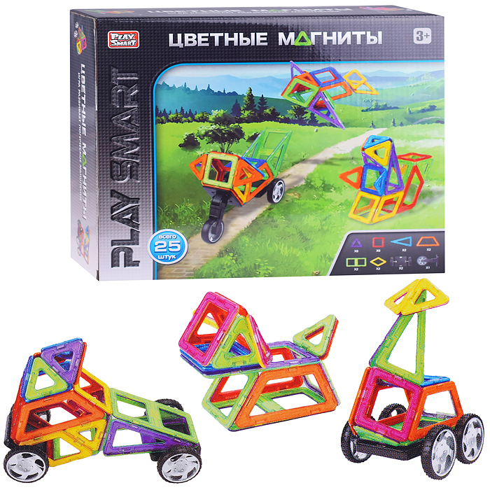 

Конструктор PLAYSMART 2474 магнитный 25 дет., в коробке