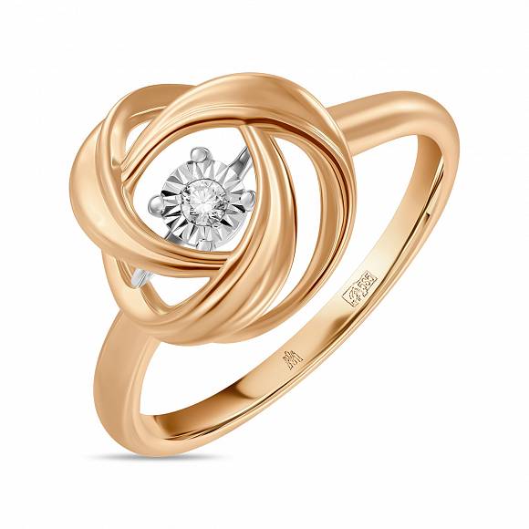 Кольцо из красного золота р. 17 MIUZ Diamonds R01-PL-34397-R, бриллиант