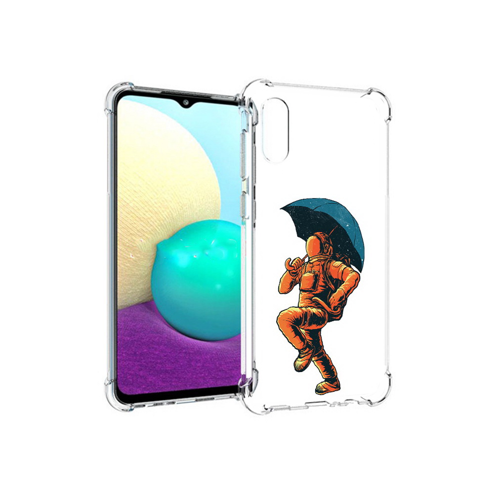 

Чехол MyPads Tocco для Samsung Galaxy M02 шагающий космонавт с зонтом (PT157689.478.695), Прозрачный, Tocco