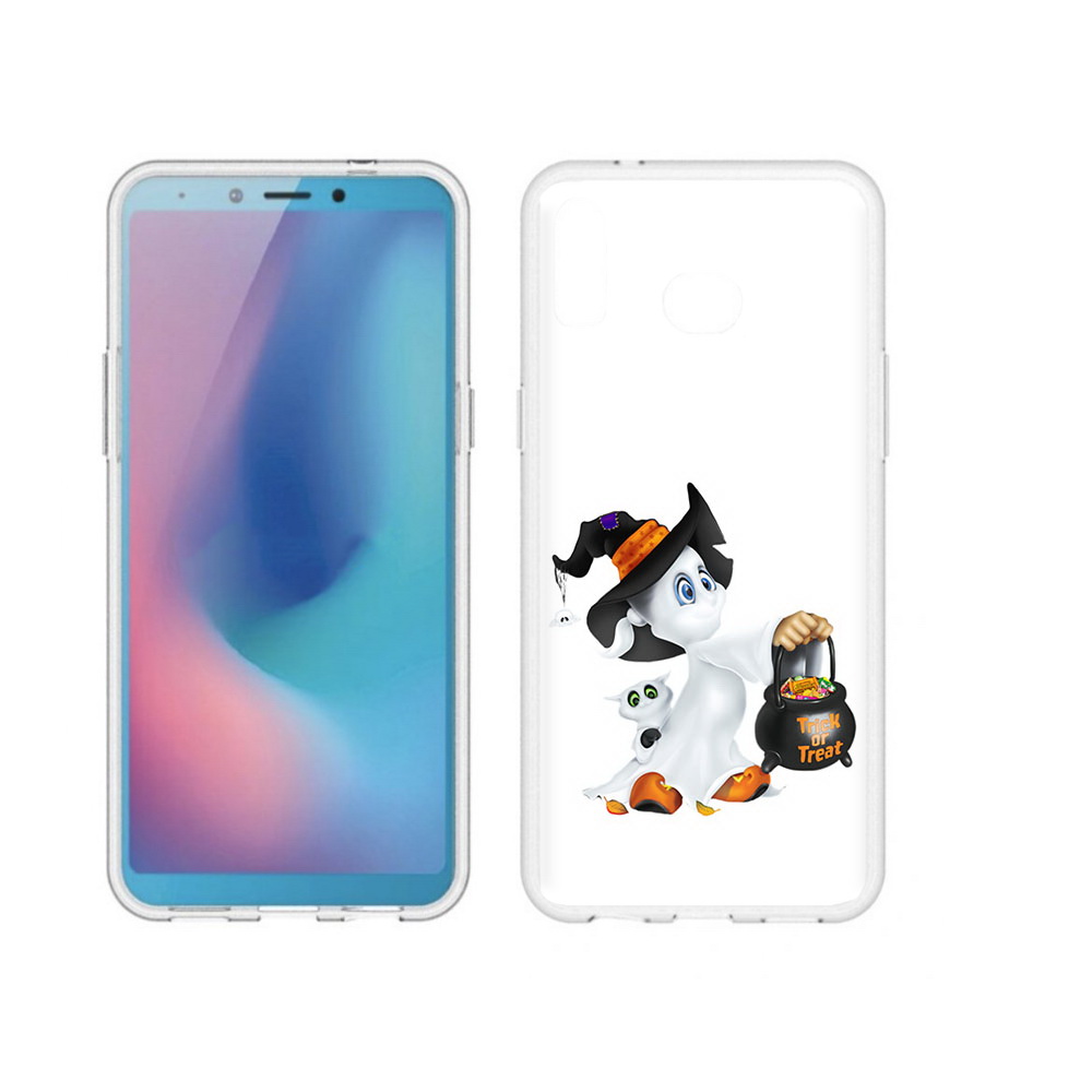 

Чехол MyPads Tocco для Samsung Galaxy A6s Маленький призрак (PT123850.597.113), Прозрачный, Tocco