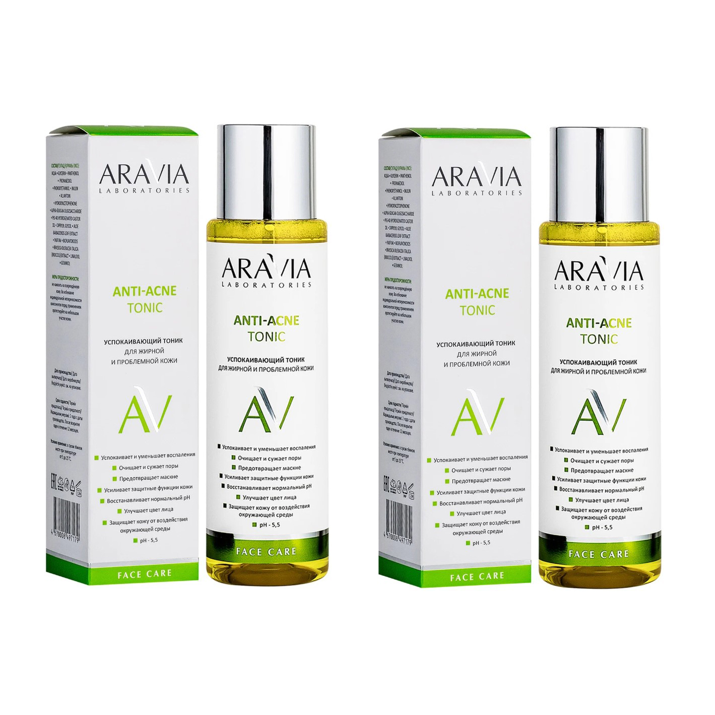 

Успокаивающий тоник Aravia Laboratories для жирной и проблемной кожи ANTI-ACNE 250мл 2 шт