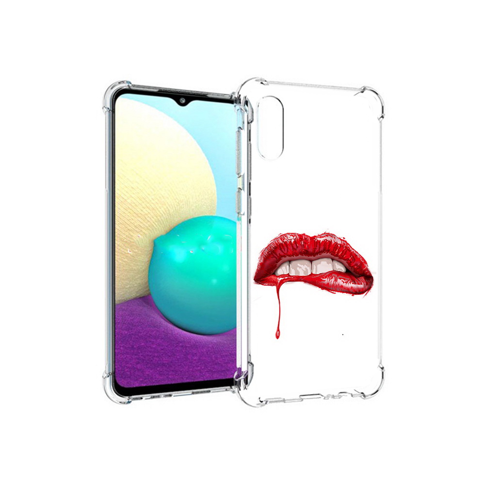 

Чехол MyPads Tocco для Samsung Galaxy M02 яркие красные губы (PT157689.478.706), Прозрачный, Tocco