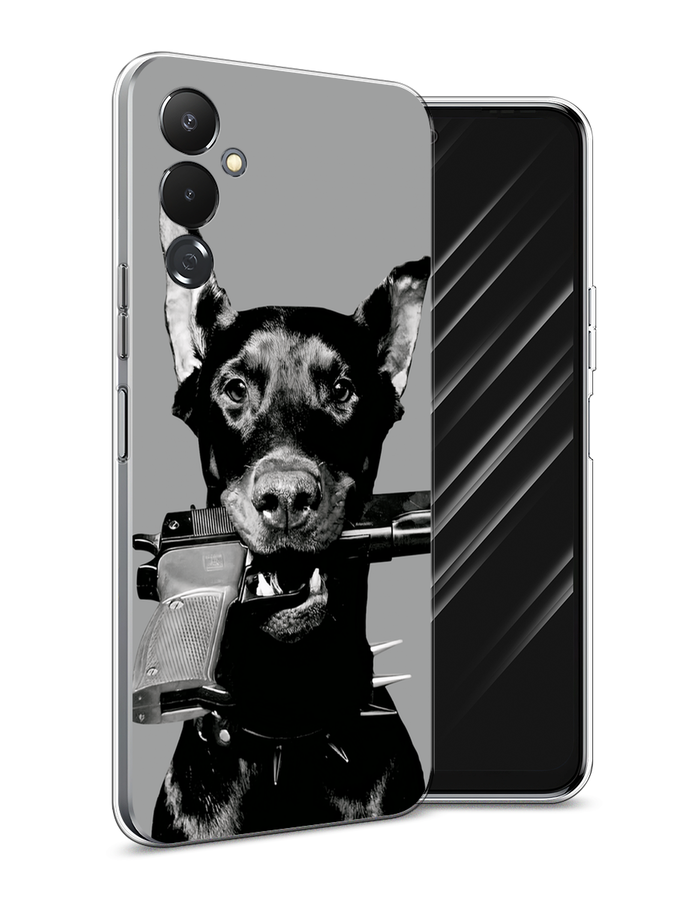 

Чехол Awog на Tecno Pova 4 "Доберман", Серый, 302550-1
