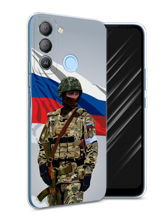 

Чехол Awog на Tecno POP 5 LTE "Солдат с флагом", Белый;синий;красный;зеленый, 303050-1