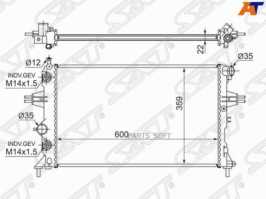 

SAT Радиатор OPEL ASTRA G/ZAFIRA A 1.4/1.6/1.8/2.2 1998-2004 /CHEVROLET VIVA 1.8 2005-/SUB