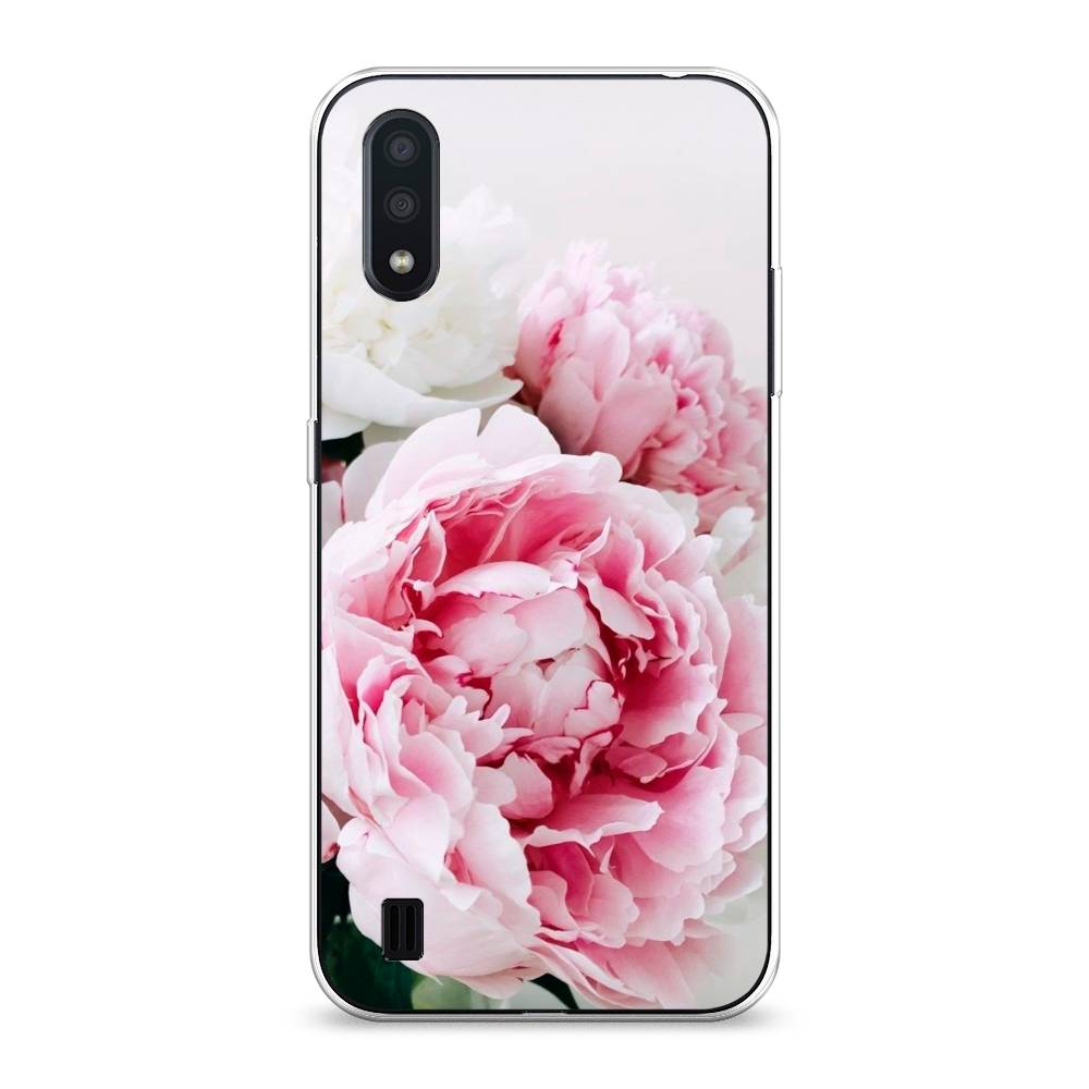 

Чехол на Samsung Galaxy A01 "Розовые и белые пионы", Розовый;белый, 29550-2