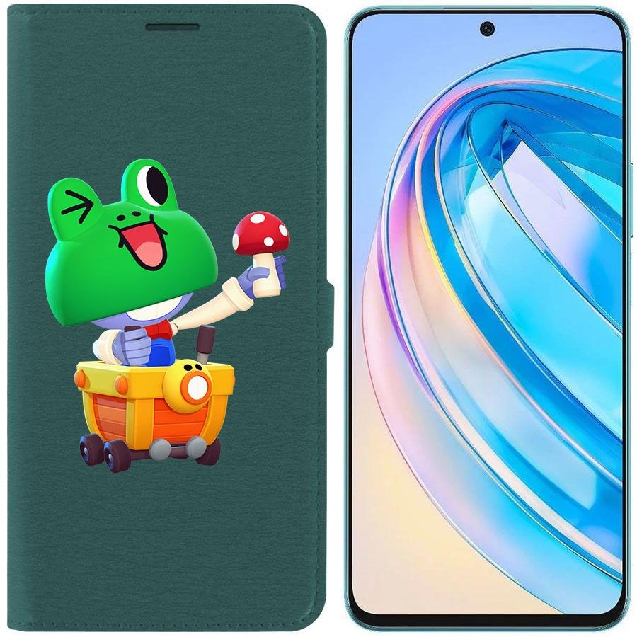 

Чехол-книжка Krutoff Eco Book для Honor X8a Brawl Stars-Леонард Карл (зелёный опал)