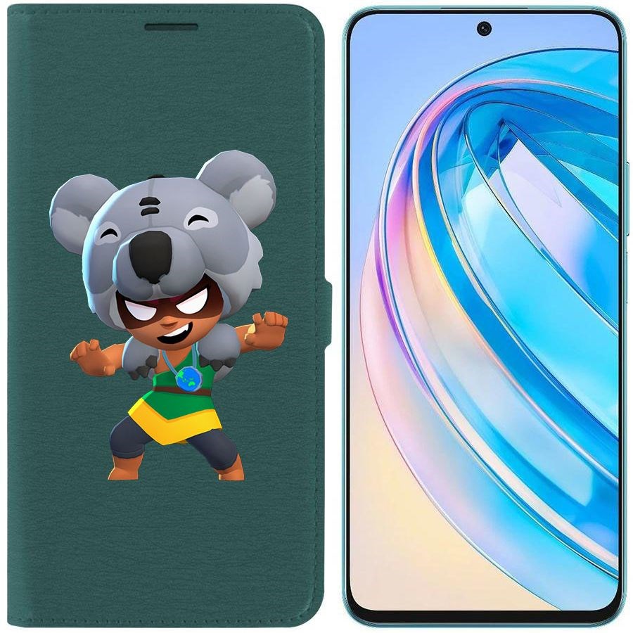 

Чехол-книжка Krutoff Eco Book для Honor X8a Brawl Stars-Нита Коала (зелёный опал)