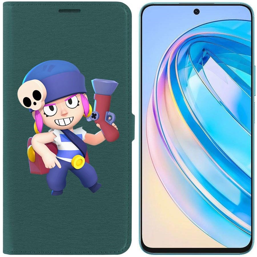 

Чехол-книжка Krutoff Eco Book для Honor X8a Brawl Stars-Пенни (зелёный опал)