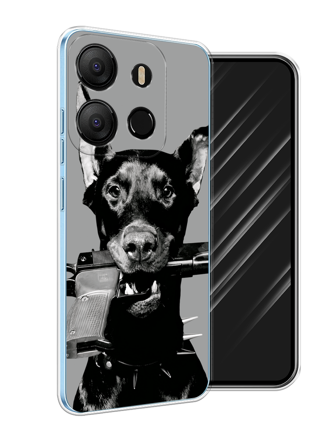 

Чехол Awog на Tecno Pop 7 "Доберман", Серый, 303850-1