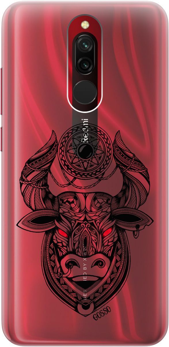 

Силиконовый чехол на Xiaomi Redmi 8 "Grand Bull" прозрачный, Прозрачный;красный, 0