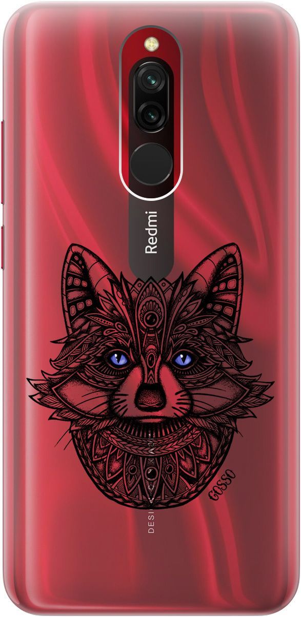 

Силиконовый чехол на Xiaomi Redmi 8 "Grand Raccoon" прозрачный, Прозрачный;синий, 0