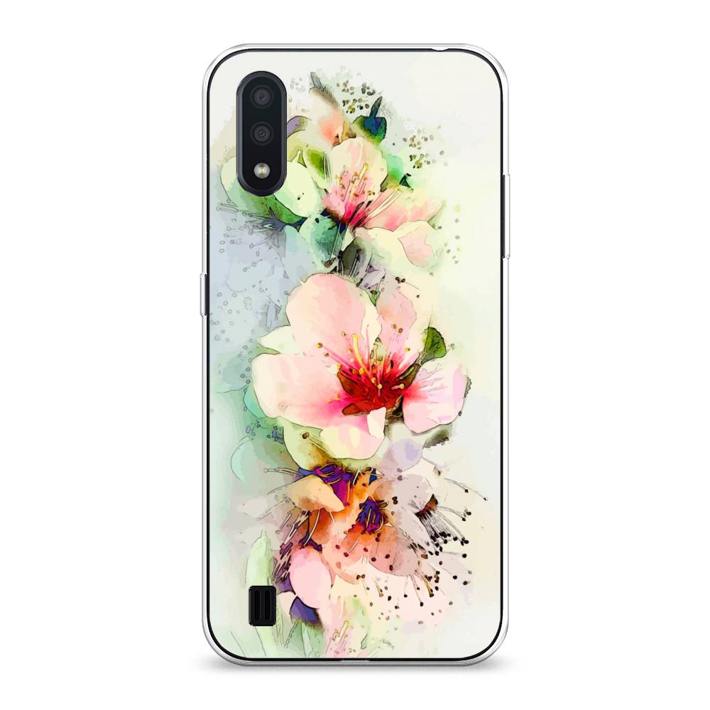 

Чехол для Samsung Galaxy A01 "Нежные цветы", Зеленый;розовый, 29550-2