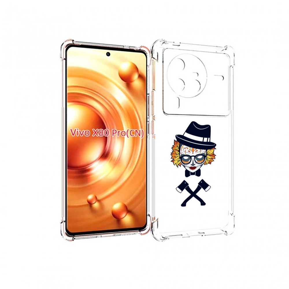 

Чехол MyPads девушка в маске с топорами рисунок для Vivo X80 Pro, Прозрачный, Tocco