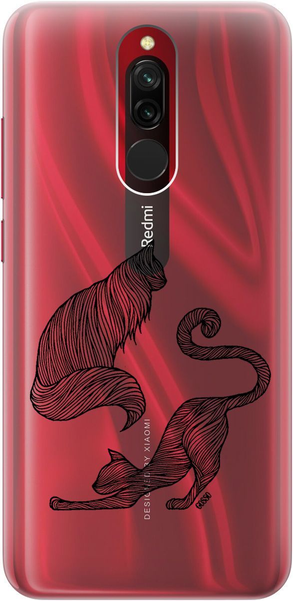 

Силиконовый чехол на Xiaomi Redmi 8 "Lazy Cats" прозрачный, Прозрачный;серый, 0