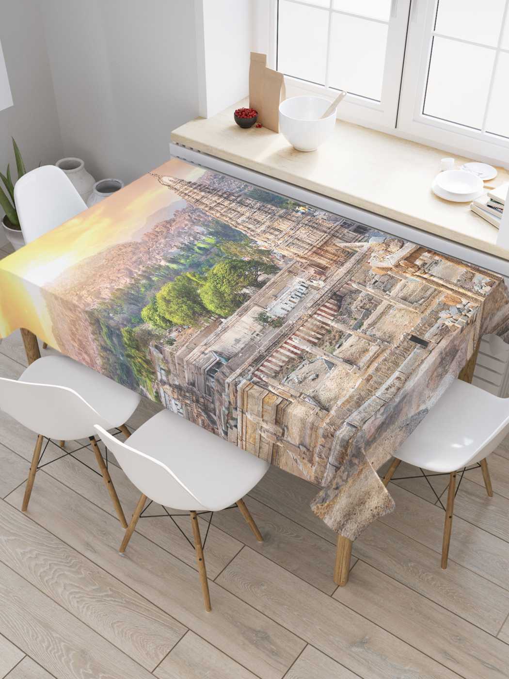 

Скатерть прямоугольная JoyArty "Закат древности" из сатена, 180x145 см, Черный, Закат древности