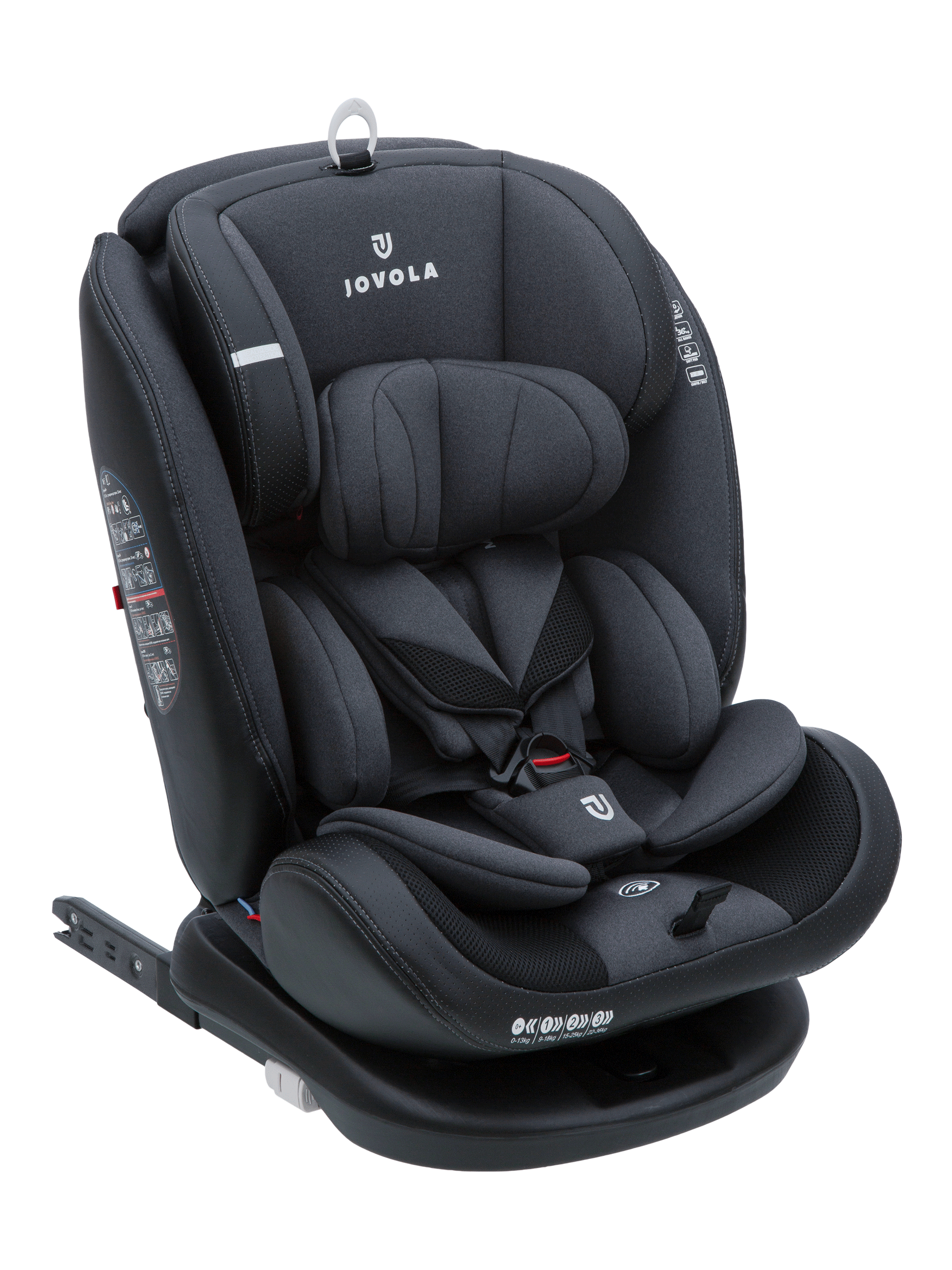 Автокресло детское JOVOLA Moon ISOFIX, растущее, поворотное, 0-36 кг, графит