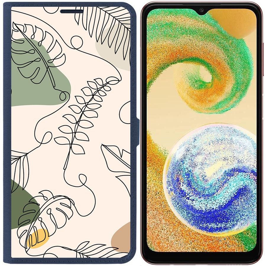 Чехол-книжка Krutoff Eco Book для Samsung Galaxy A04s (A047) Линия весны (синий)