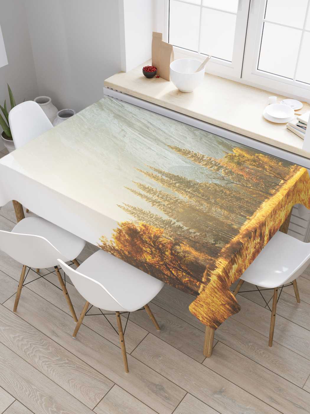 

Скатерть прямоугольная JoyArty "Нетронутая природа" из сатена, 180x145 см, Розовый, Нетронутая природа