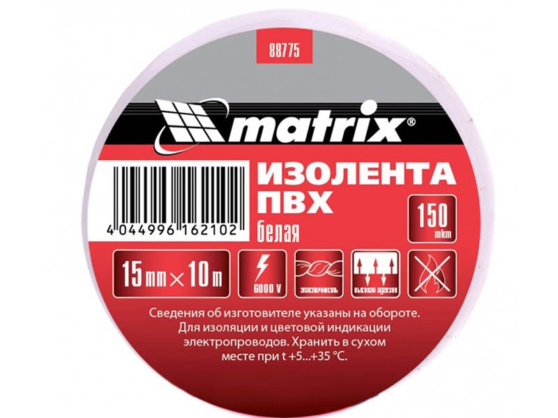 фото Изолента matrix 15mm x 10m white 88775