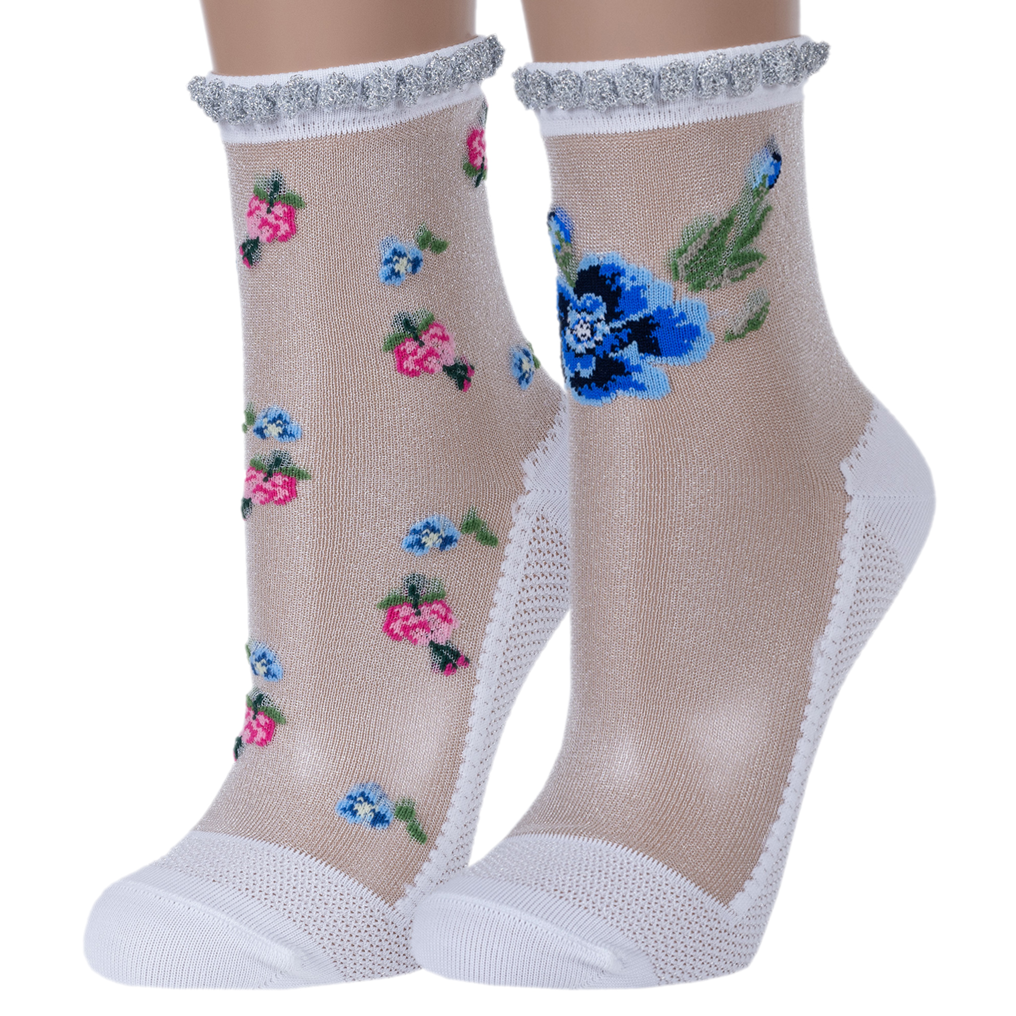 Комплект носков женских Conte 2-18С-19СП белых; синих; розовых; серебристых 25