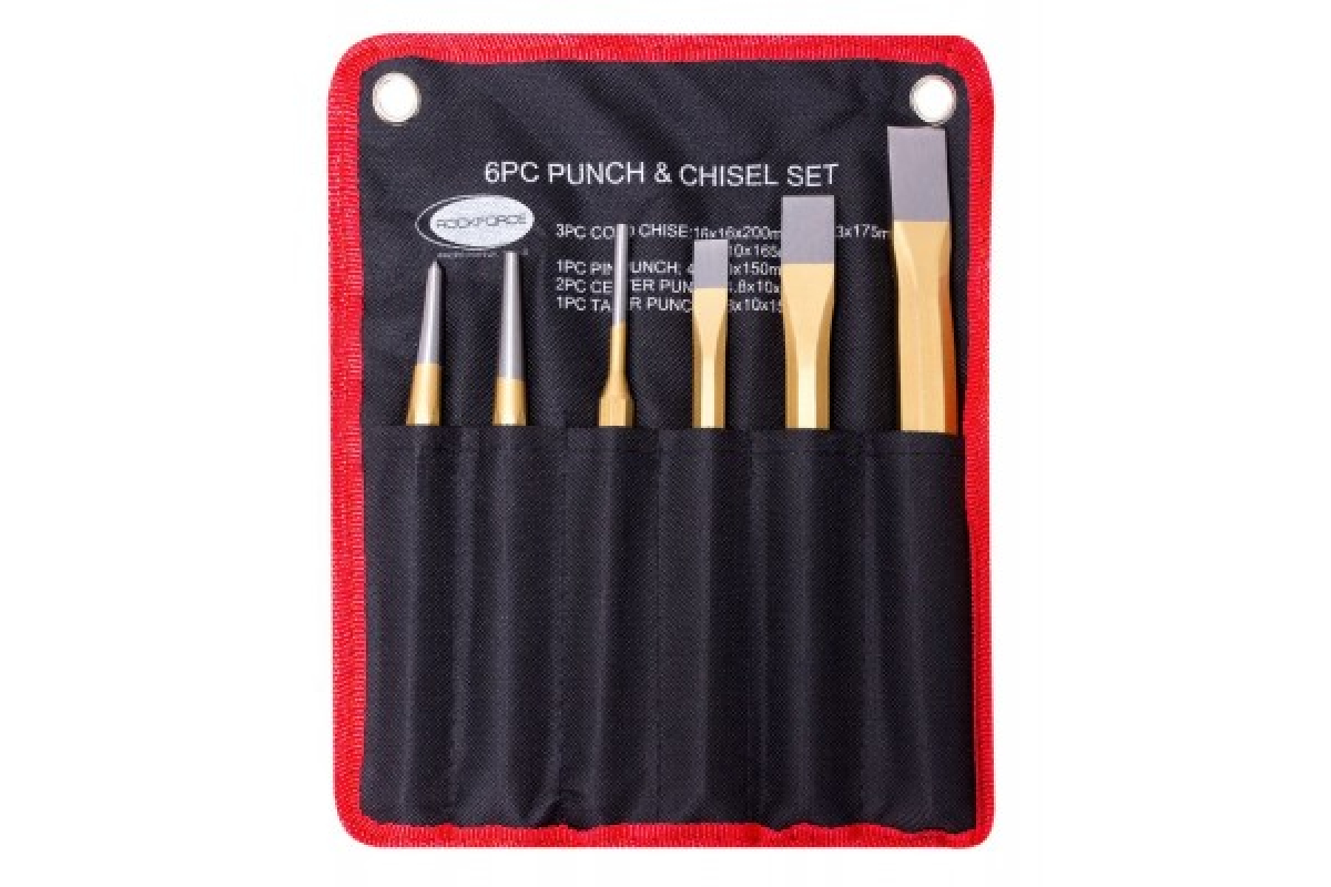 Набор Зубил И Выколоток 16х200мм 13х175мм 10х165мм 4.8х150мм 6 Пр. На Полотне Rockforce RO