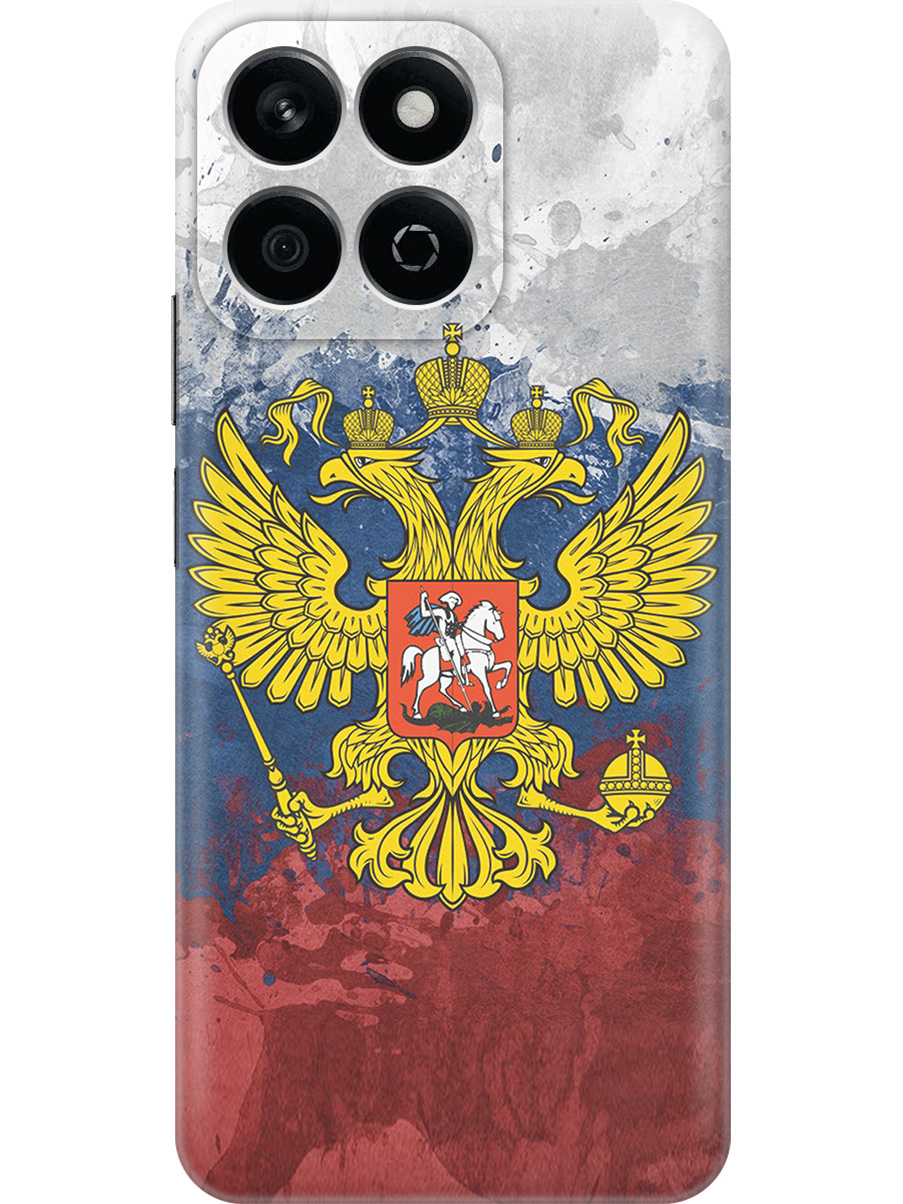 

Силиконовый чехол на Honor X7C с принтом "Герб и Флаг РФ", Прозрачный;голубой;желтый;красный, 786720581