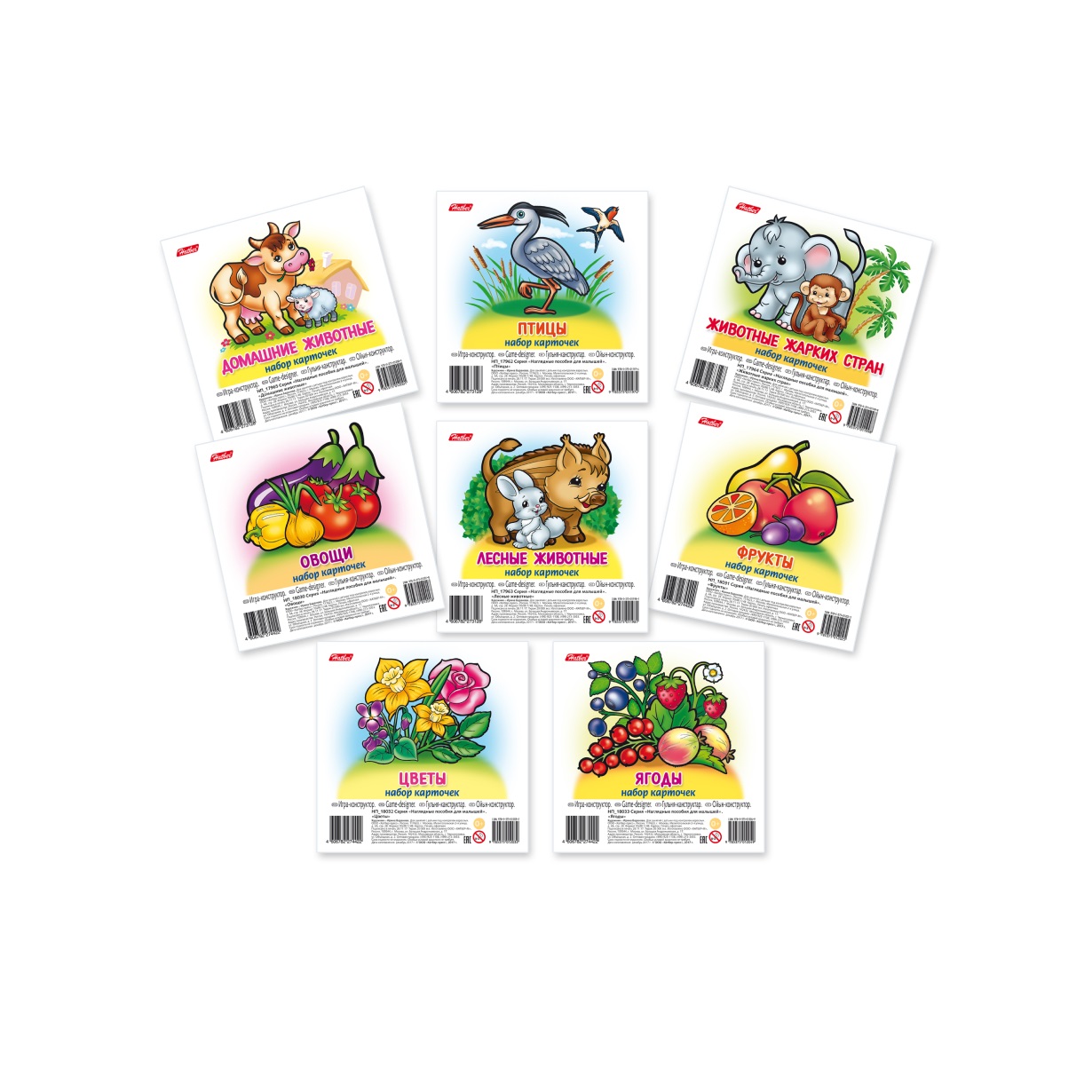 Обучающая игра Hatber для малышей 8 наборов по 11 карточек
