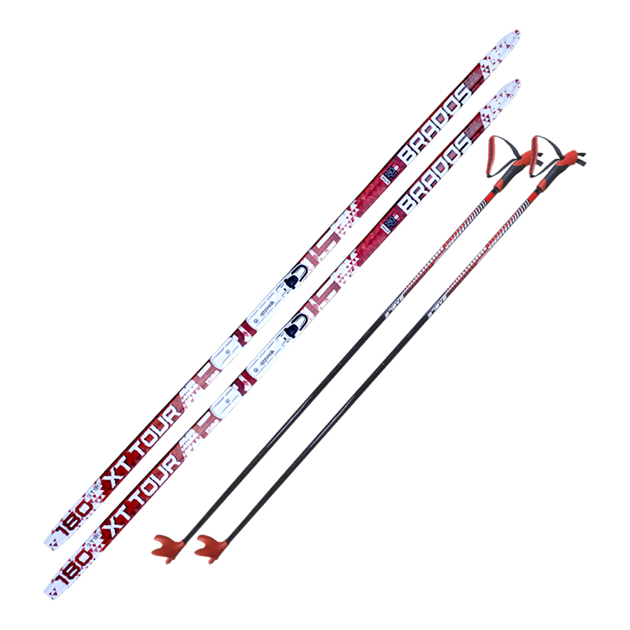 фото Лыжный комплект stc (лыжи, палки, крепления) nnn 180 степ step-in brados xt tour red