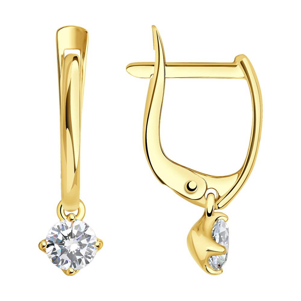

Серьги подвески из желтого золота SOKOLOV 027396-2, фианит, 027396-2